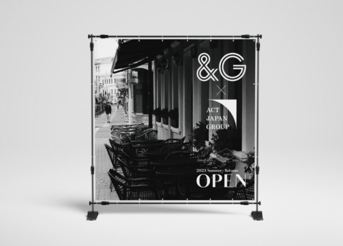 ACTjapan様新規オープンカフェ&Gタペストリーをデザインしました
