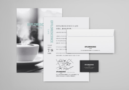 EFFROLESCENCE CAFE様オープンツール一式をデザイン